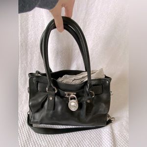 Michael Kors ~ Black Leather Shoulder/Crossbody Bag with Silver Hardware.